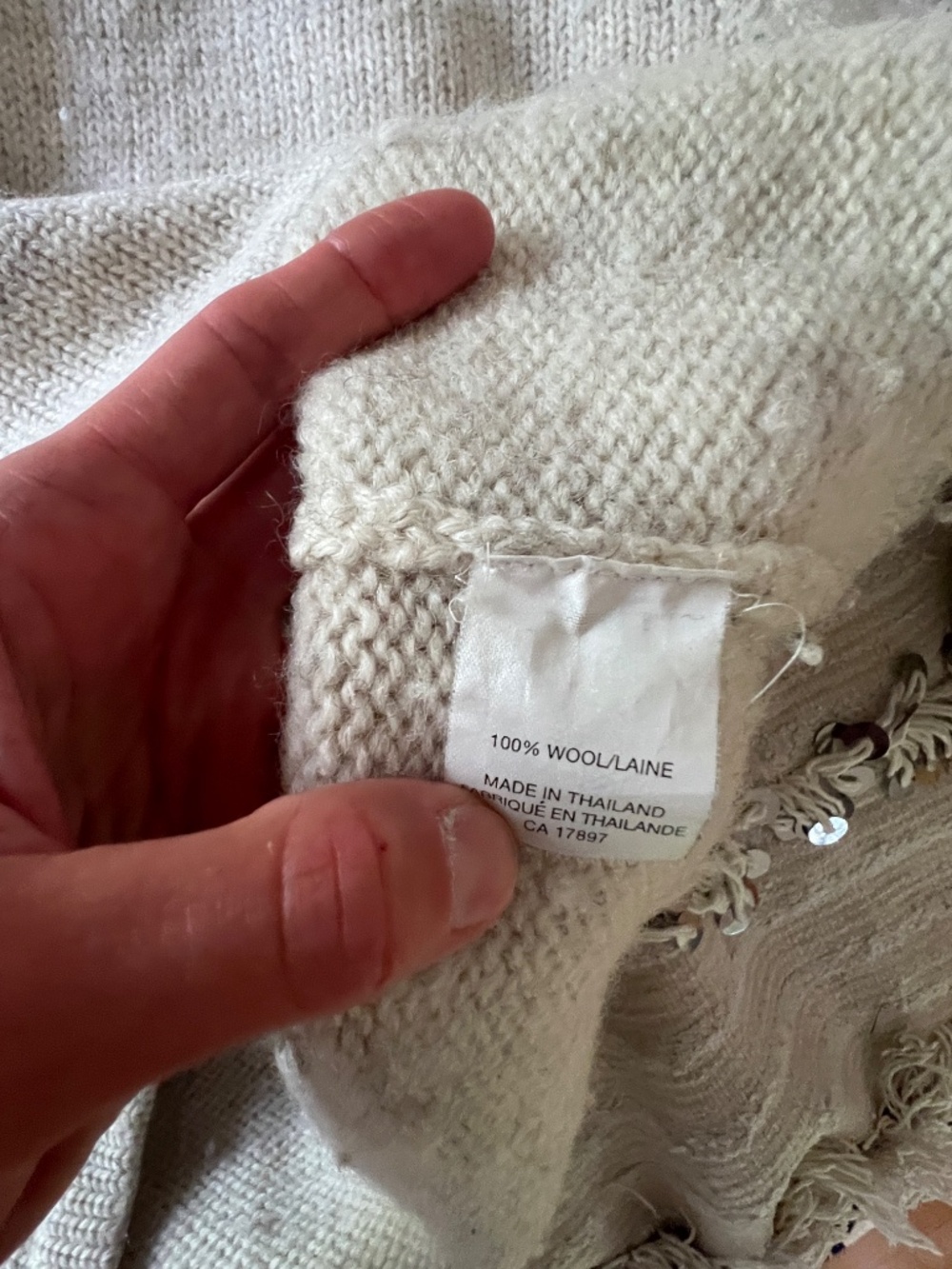 GAP 100% Wool Sweater | Cream Wool Mock Neck Sweater - Picture 5 of 6